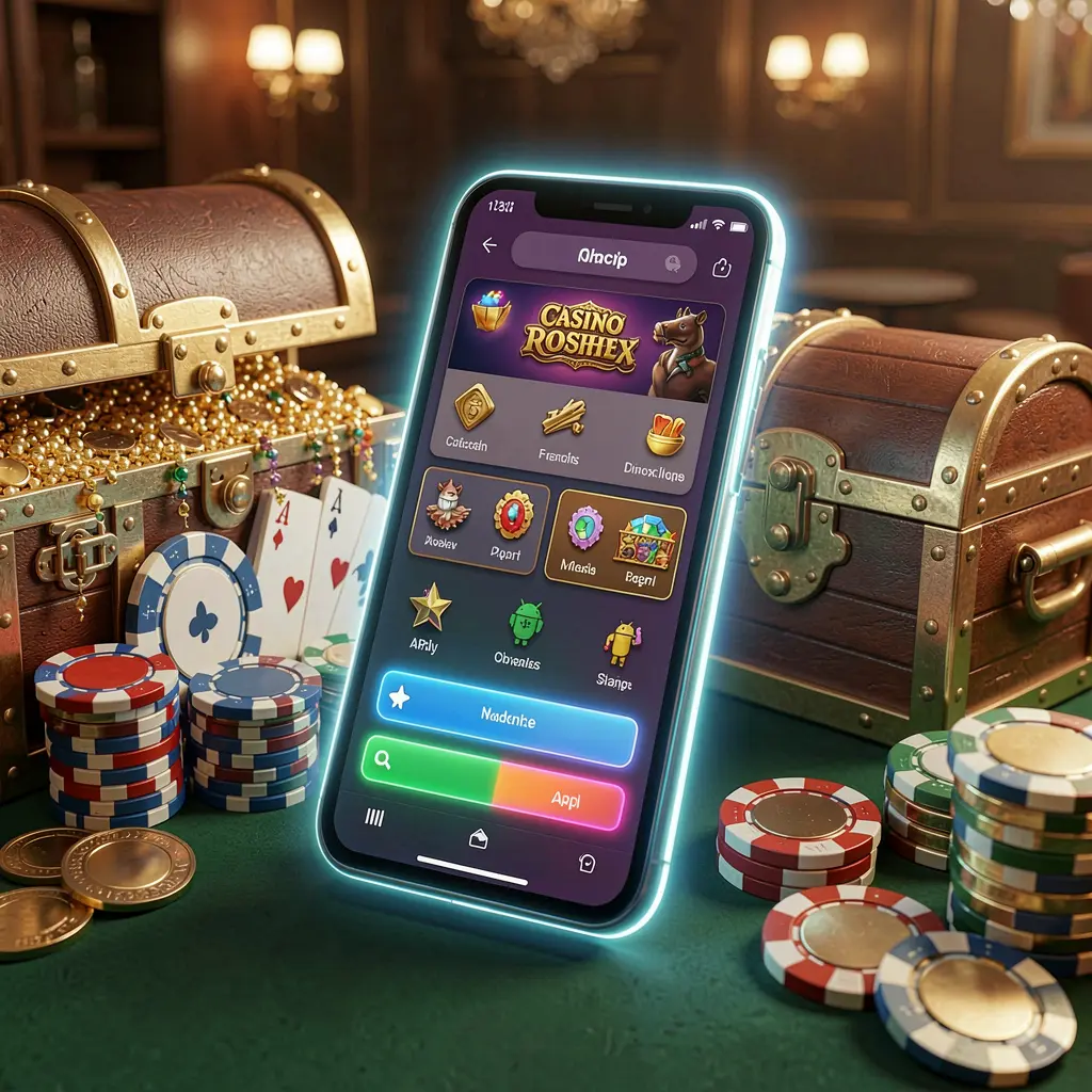 Glowing smartphone displaying the 999PP Casino APK with Android-style app layout, surrounded by a treasure chest, chips, and coins in a luxurious 3D render
